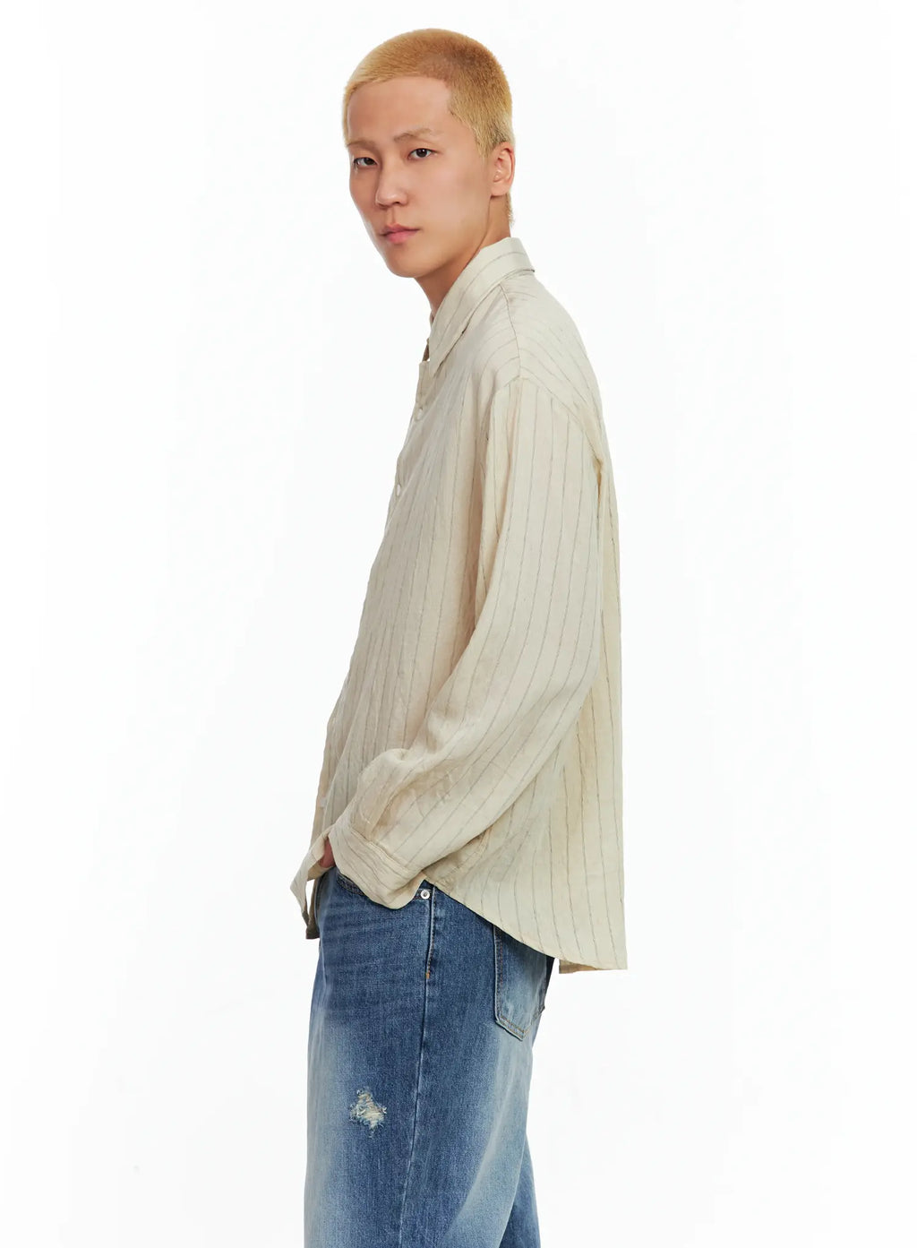 Men's Linen Button-Up Shirt IL514