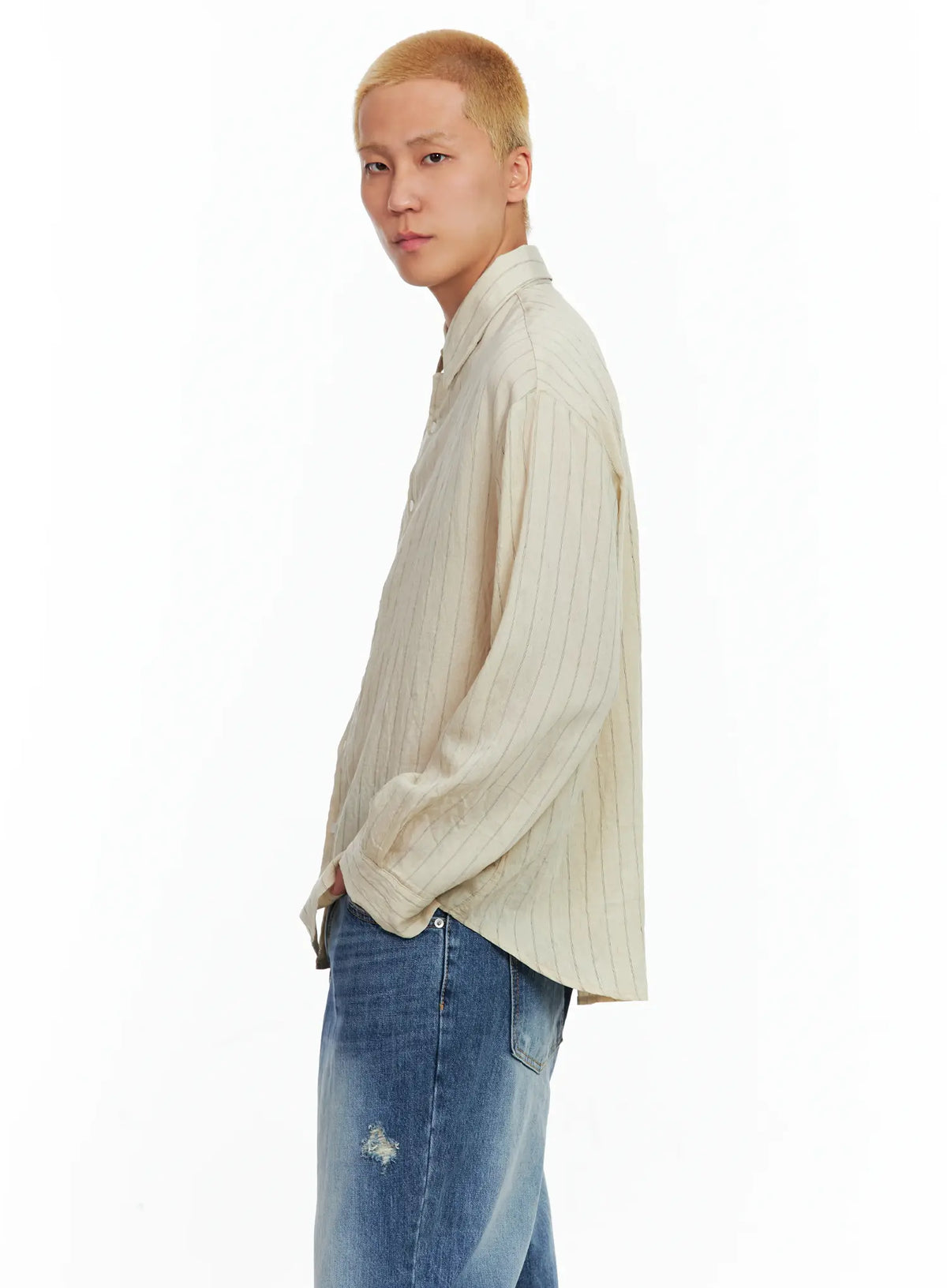 Men's Linen Button-Up Shirt IL514