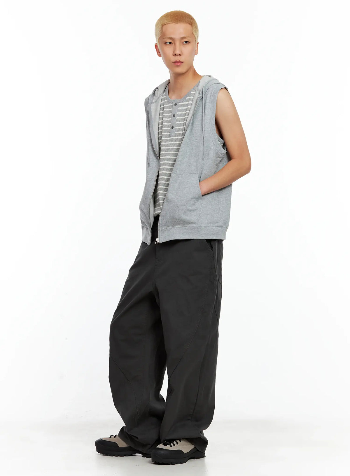 Men's Cotton Zip-Up Hoodie Vest IL511