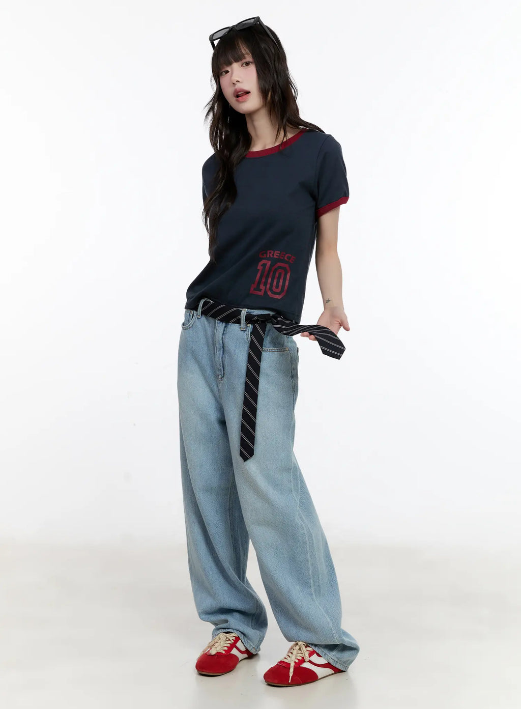 Contrast Trim Graphic Baby Tee CL507