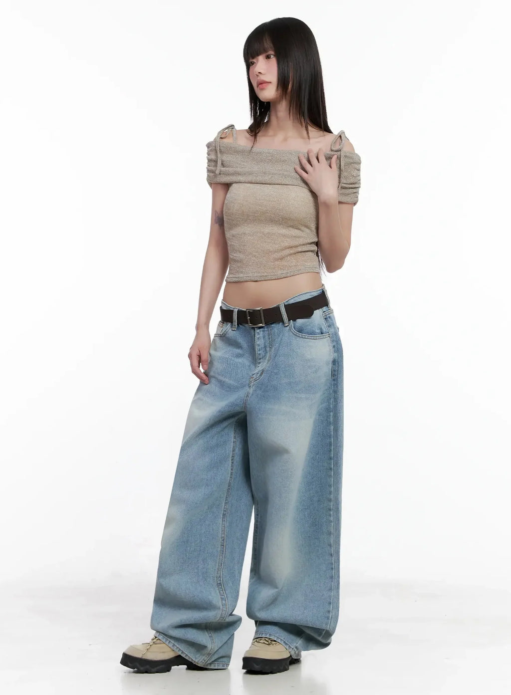 Textured Off-Shoulder Knit Top IL531