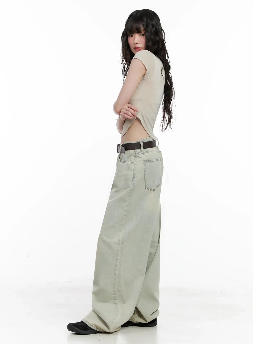 Xiaoting Vintage Style Wide-Leg Denim IL531