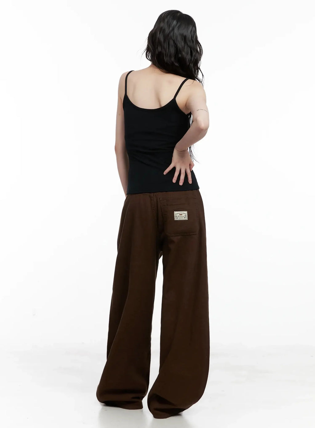 Wide-Leg Brown Cotton Pants IL531