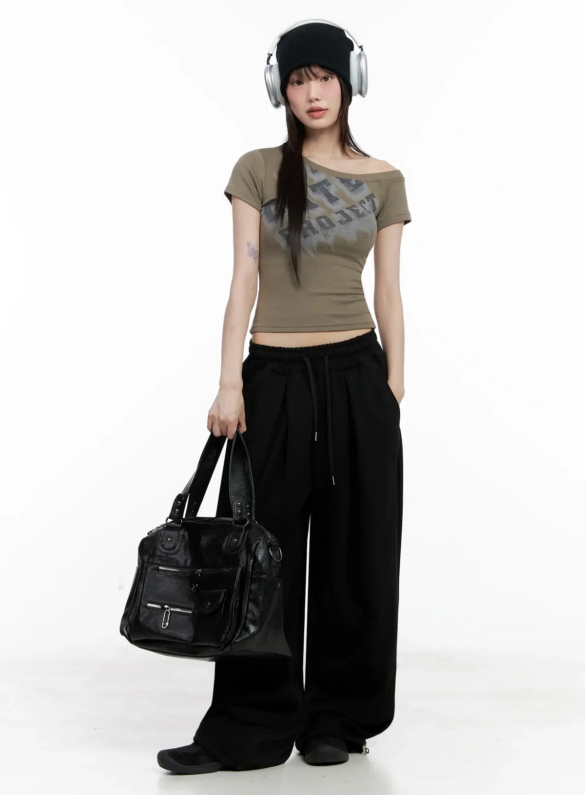Wide-Leg Drawstring Sweatpants IL528