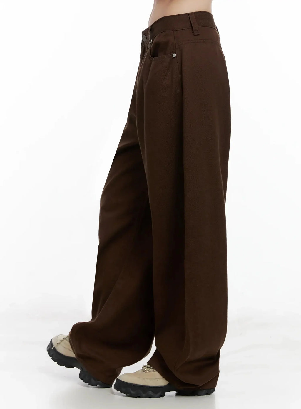 Wide-Leg Brown Cotton Pants IL531