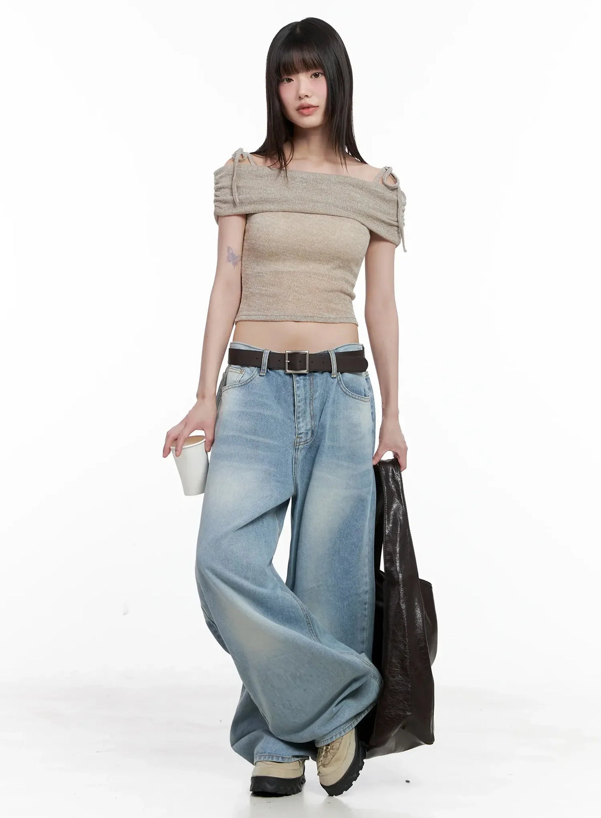 Textured Off-Shoulder Knit Top IL531