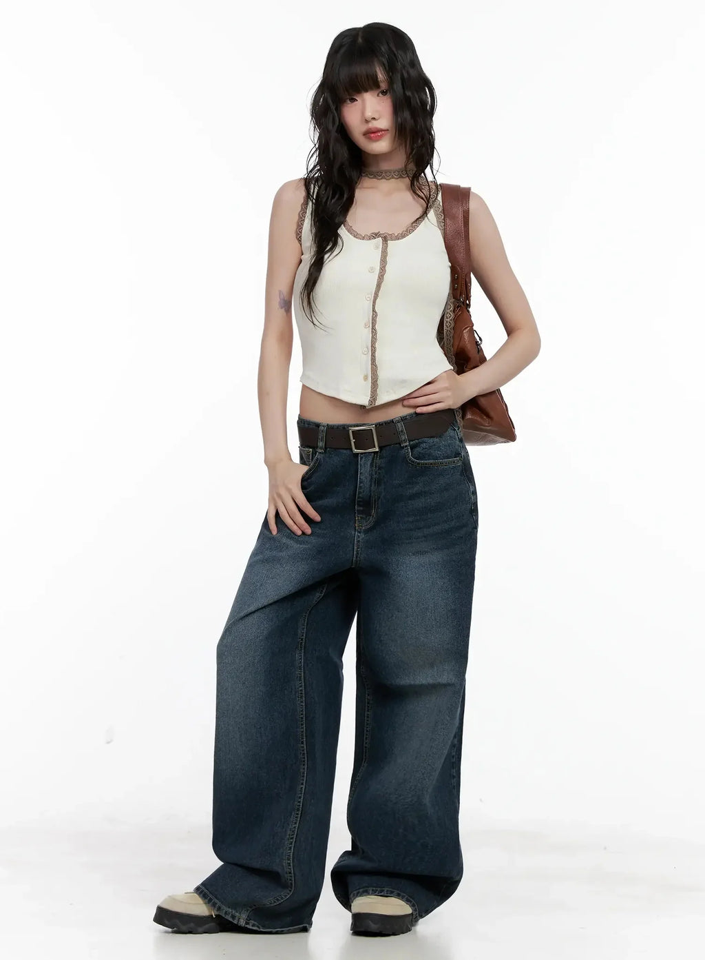 Mashiro Vintage-Wash Wide Jeans IL531
