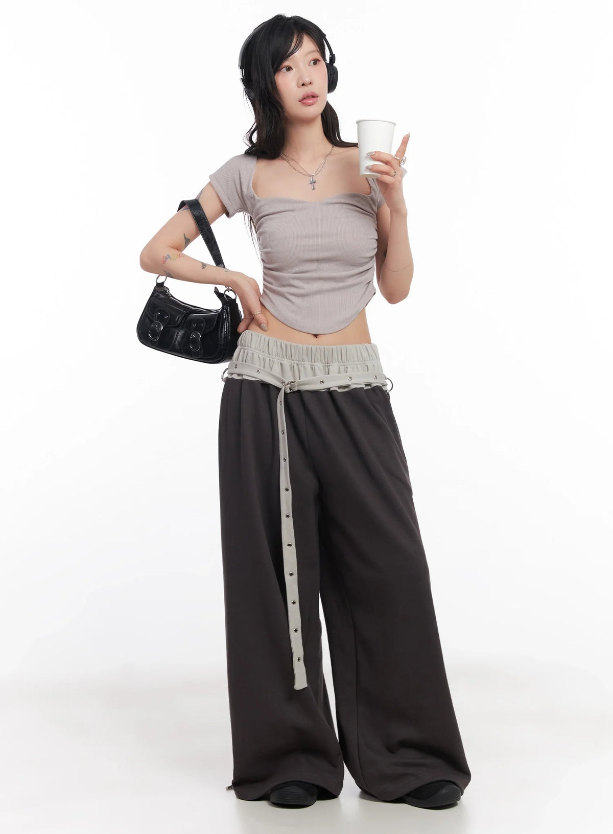 Eyelet Belted Trousers IC503