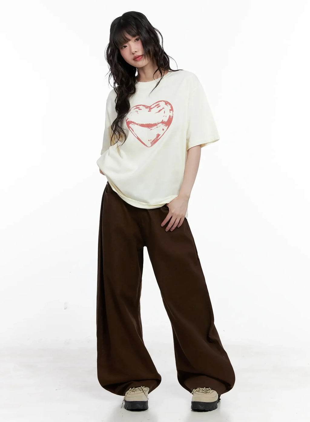 Wide-Leg Brown Cotton Pants IL531