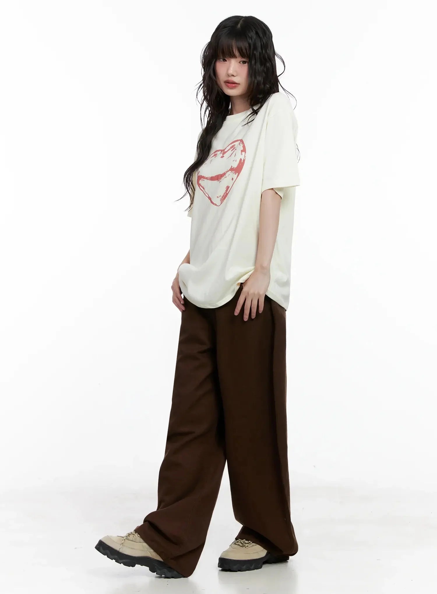 Wide-Leg Brown Cotton Pants IL531