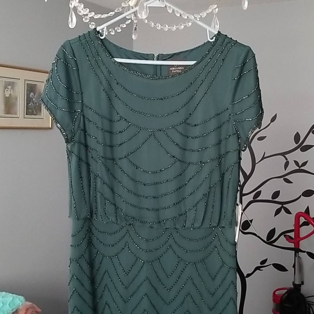 Beaded Blouson Gown - Green Q5491