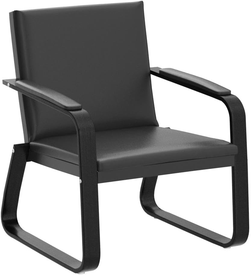 Black PU Leather Waiting Room Chair With Armrest H326