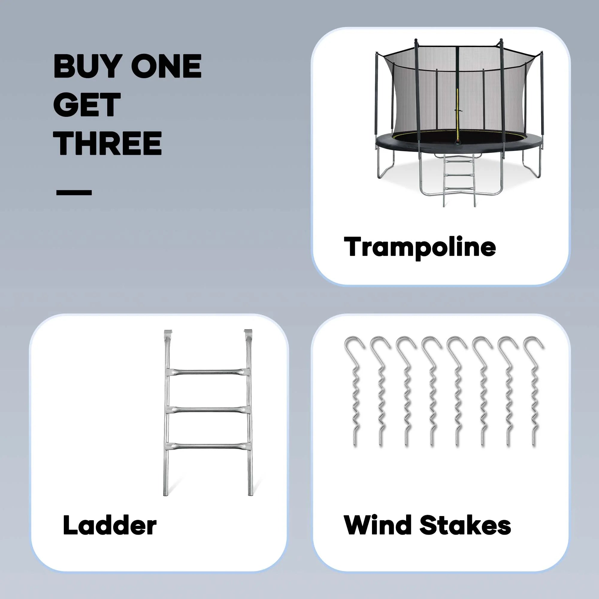 10FT Trampoline with Enclosure Net, Spring Cover, Ladder, Wind Stakes, 330lbs Weight Capacity R516