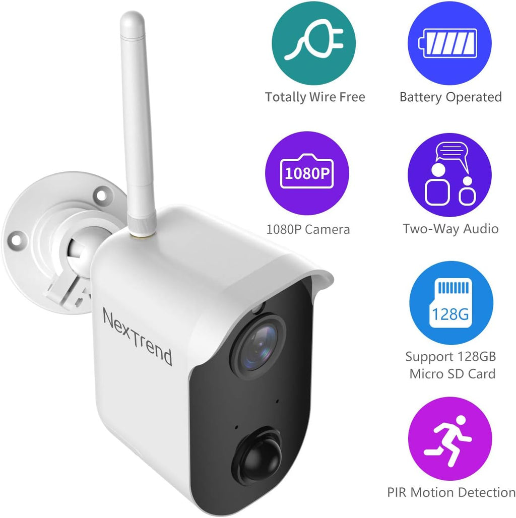 Wireless Battery Powered 1080P Security Camera with Night Vision, 2 Cameras Y186436
