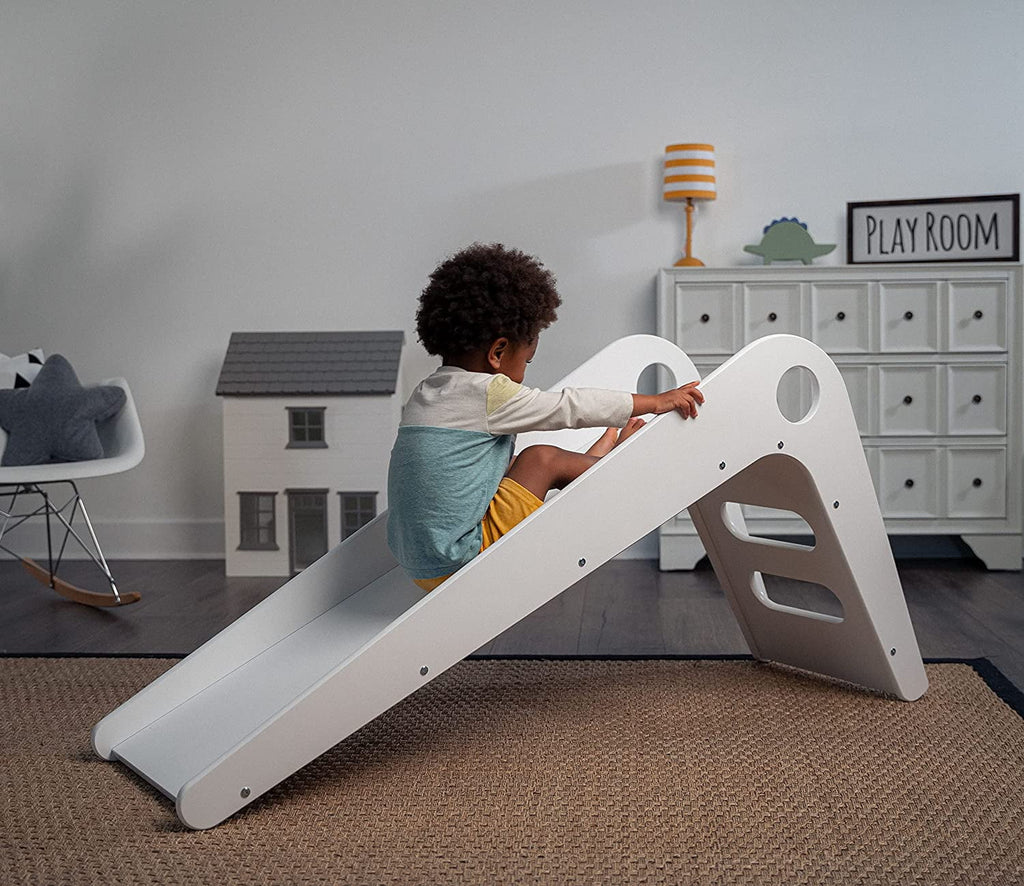 Wooden Indoor Slide for Toddlers (White) O5172