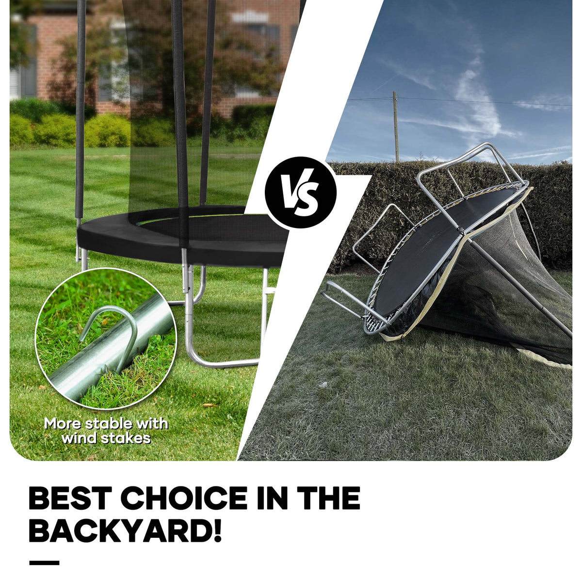 10FT Trampoline with Enclosure Net, Spring Cover, Ladder, Wind Stakes, 330lbs Weight Capacity R516