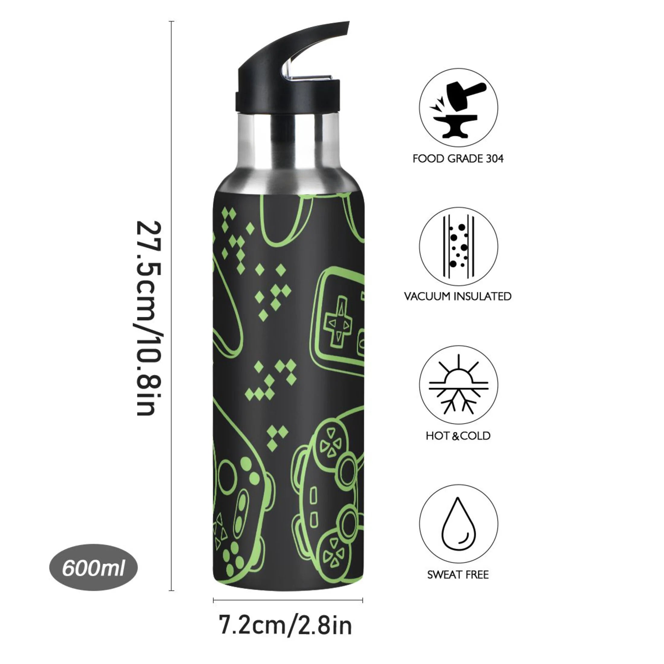 Stainless Steel Vacuum Insulated Water Bottle with Straw Lid 20 OZ R80025