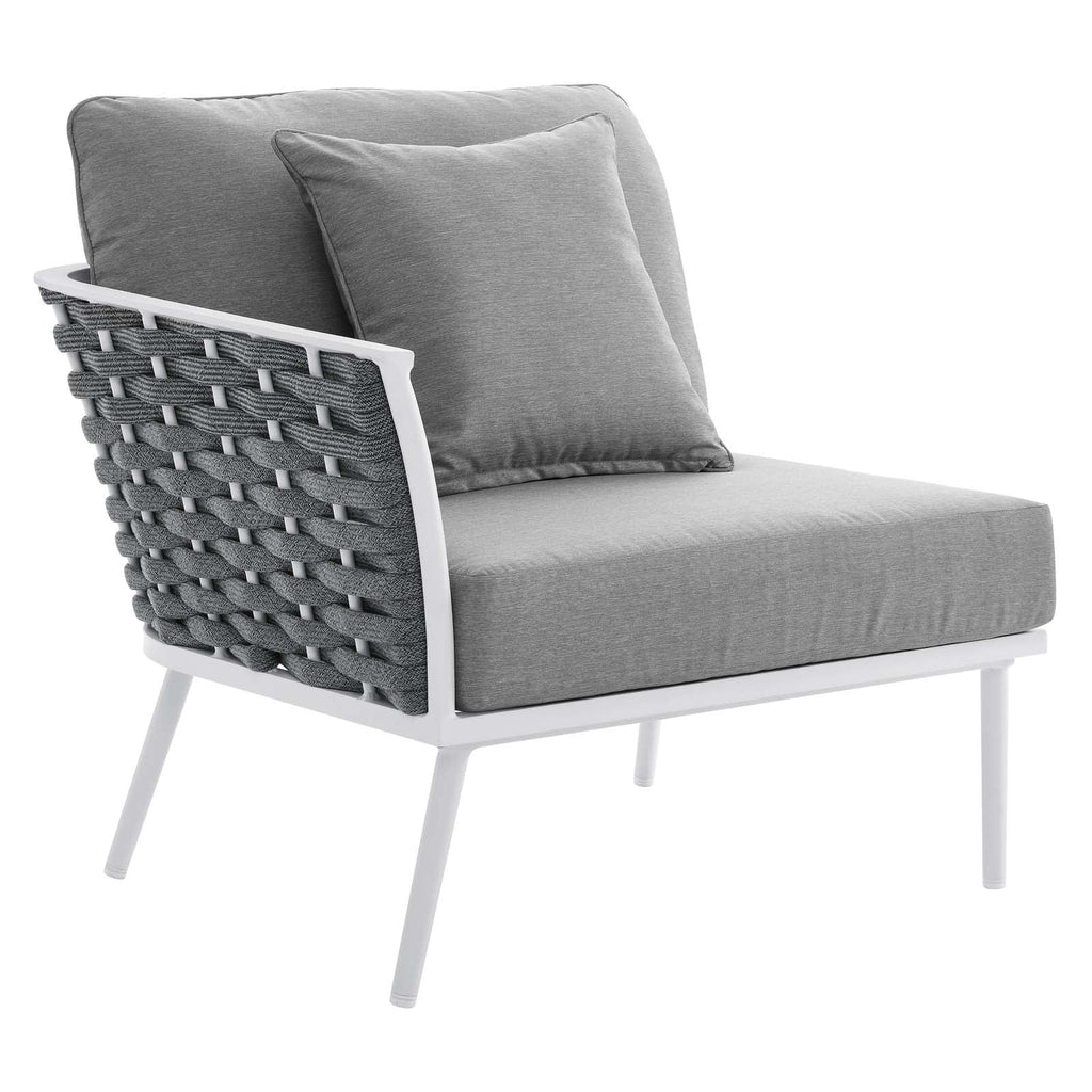 4 Piece White Gray Aluminum Patio Sectional Sofa Set O93728