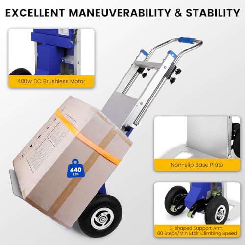 880lbs Capacity Electric Hand Trucks Stair Climber Trolley with Safety Rope H496057