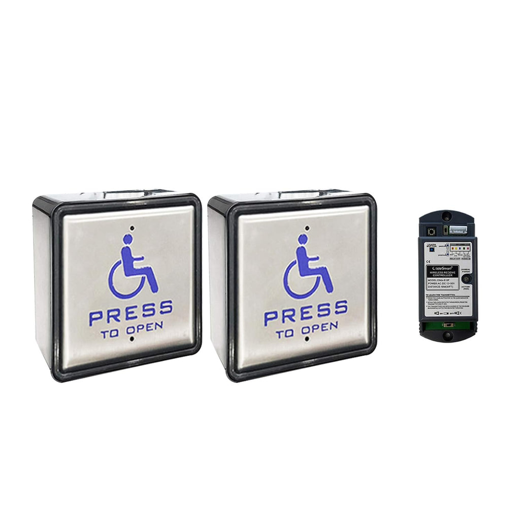 Wireless Push Switch with 2pcs Square 4.5'' Push Panels and 1pcs 2.4G Receiver R46914
