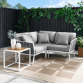 4 Piece White Gray Aluminum Patio Sectional Sofa Set O93728