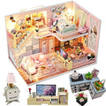 Dollhouse Miniature with Furniture Kit, Handmade DIY House Model E347
