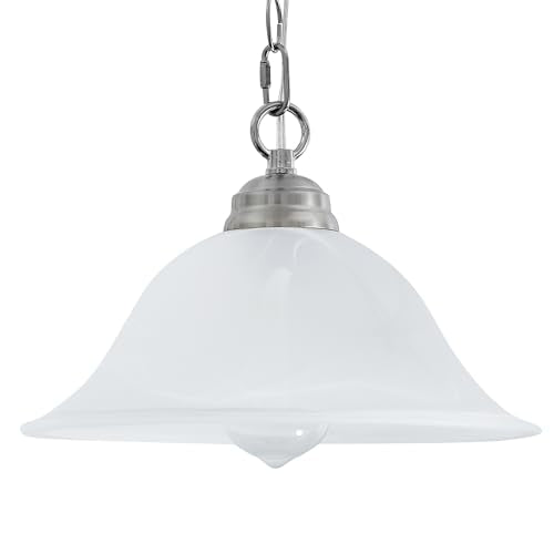 Black Hanging Pendant Light with Alabaster Glass Shade Z277158