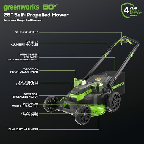 80V 25" Brushless Cordless Self-Propelled Dual Blade Lawn Mower G8163