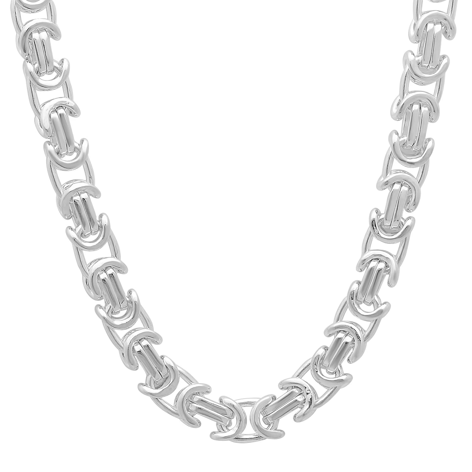 Chunky Solid .925 Sterling Silver Flat Byzantine Chain Necklace, 28 inches C670