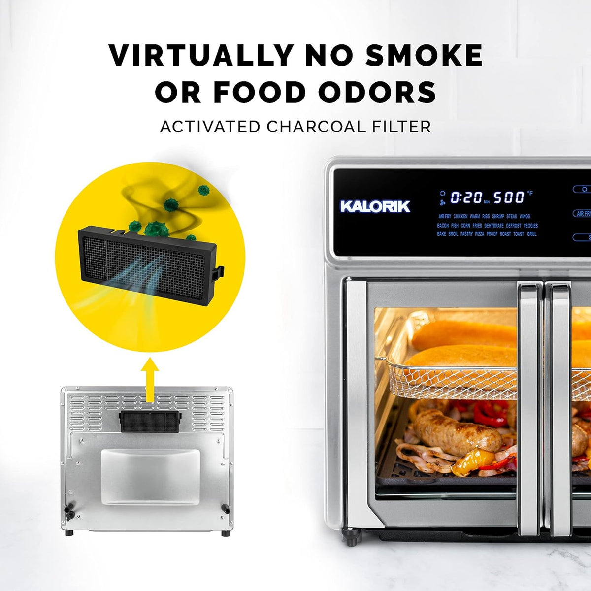 26 Qt Digital Smokeless Indoor Grill and Air Fryer Oven Combo with 11 Accessories, 1700W, Black & Stainless Steel P409