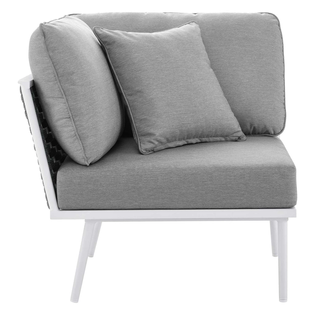 4 Piece White Gray Aluminum Patio Sectional Sofa Set O93728