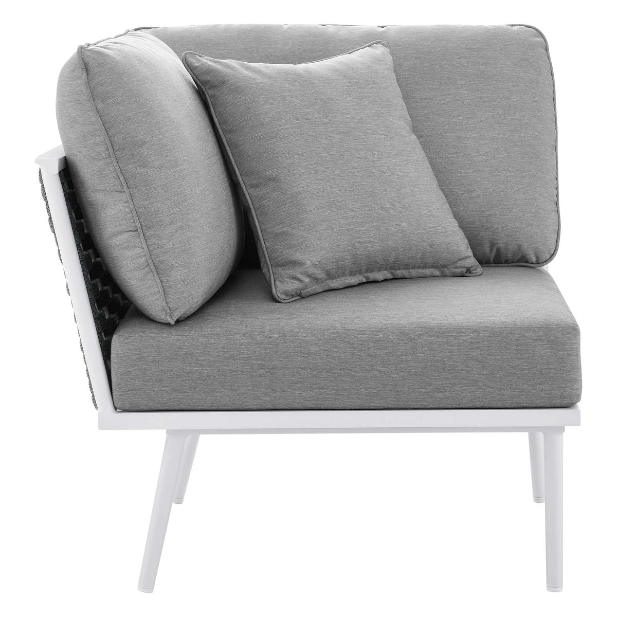 4 Piece White Gray Aluminum Patio Sectional Sofa Set O93728