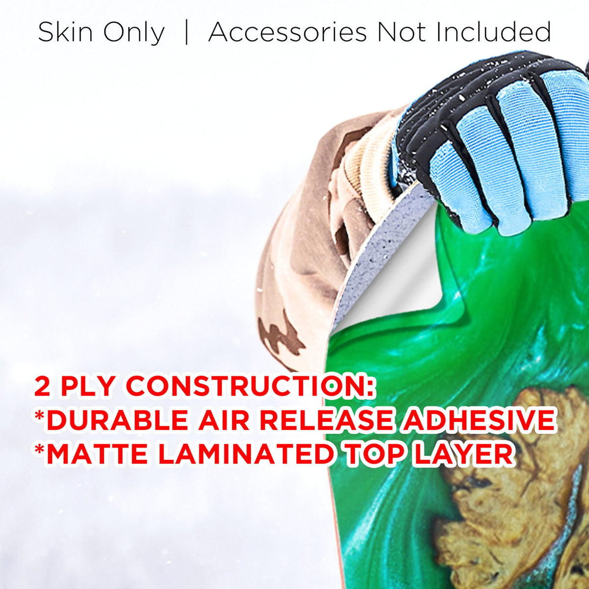 Green Resin Wood Snowboard Wrap Sticker Skin Cover P49640