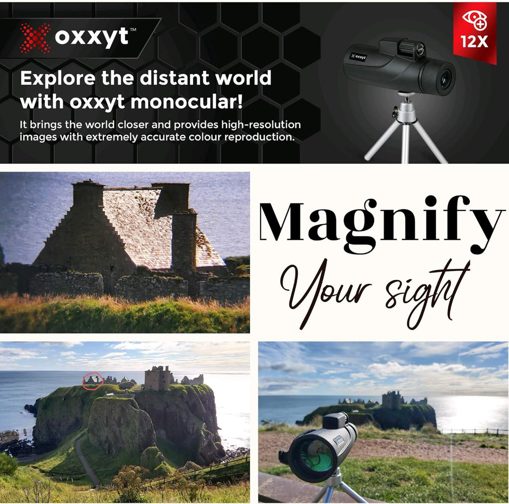 Monocular Telescope 12X50 with EVA Case, BAK4 Prism, FMC Lens, Phone Holder, Tripod V372050