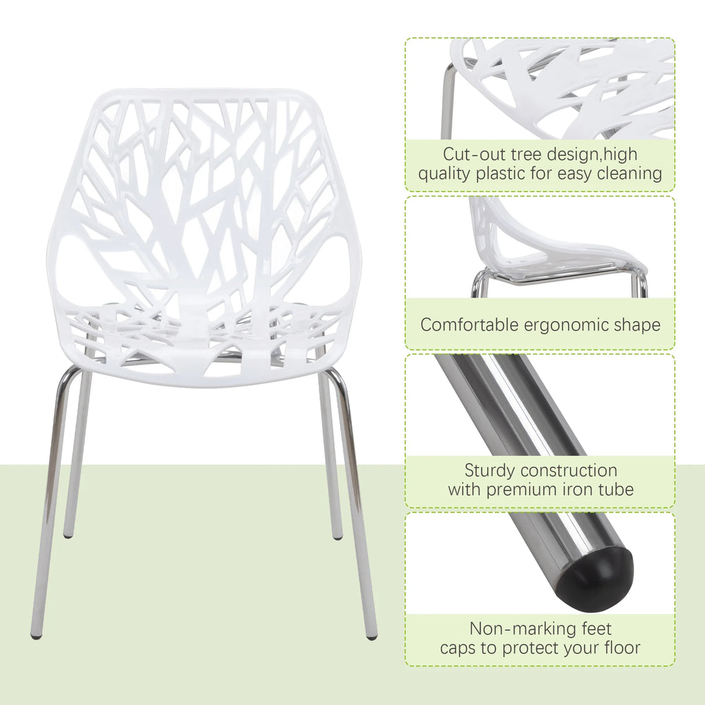 White Set of 4 Stackable Plastic Side Chairs T360417