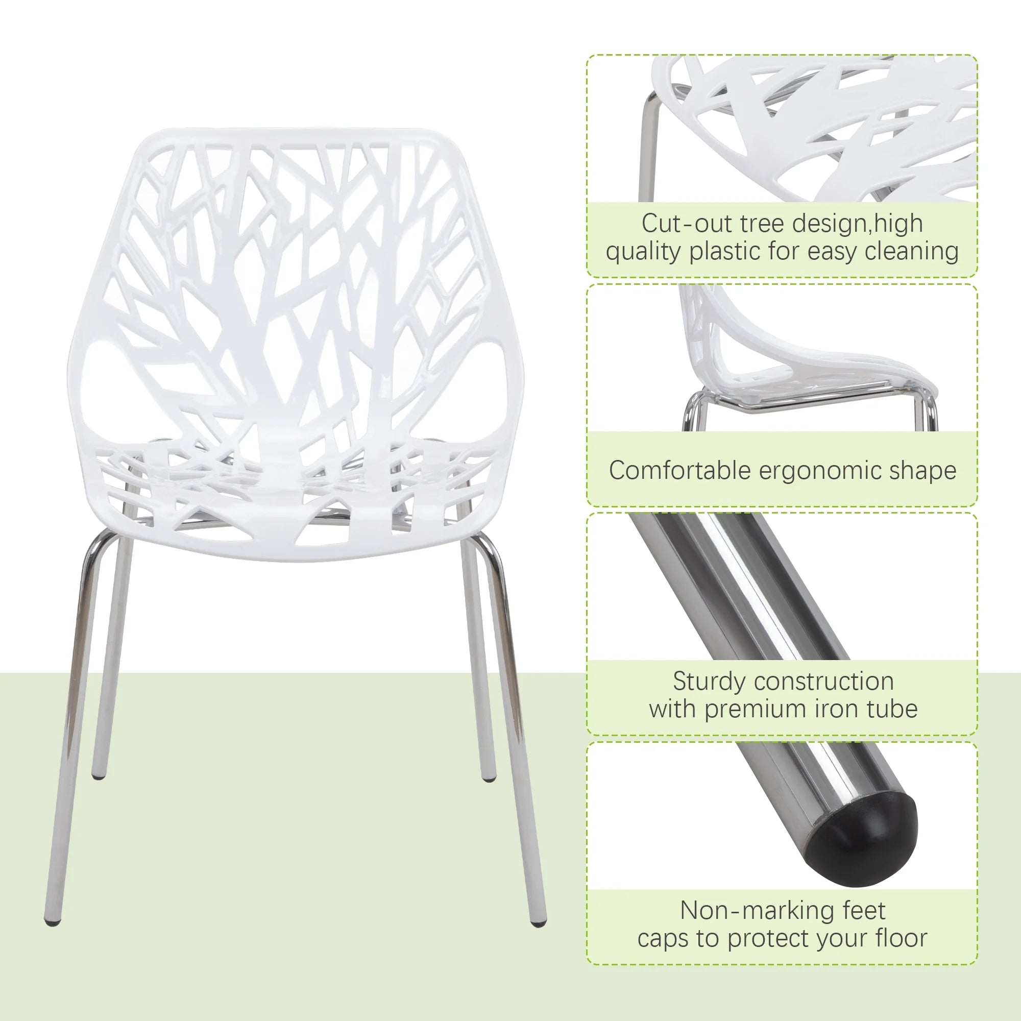 White Set of 4 Stackable Plastic Side Chairs T360417
