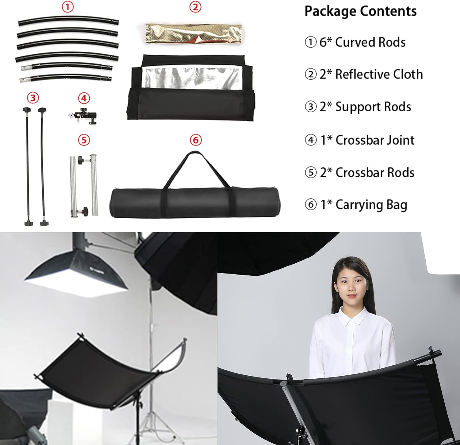 White/Silver/Gold/Black Clamshell Light Reflector with Carry Bag F452232