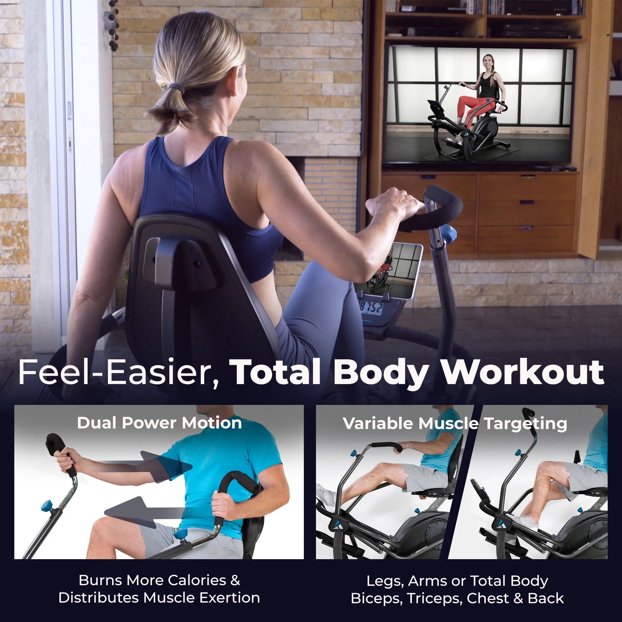 Recumbent Cross Trainer and Cardio Elliptical, Black P382