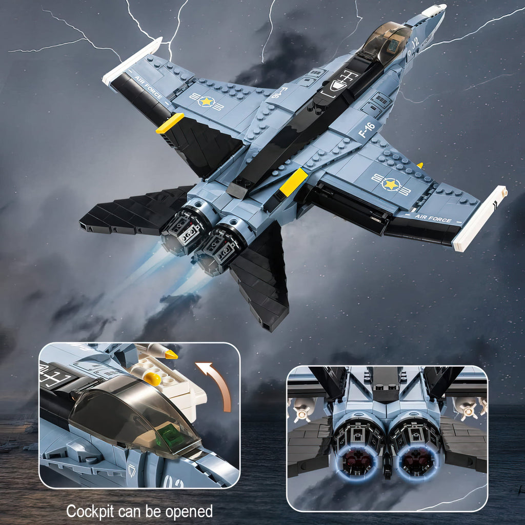 Blue F-16 Fighting Jet Building Block Set W26250