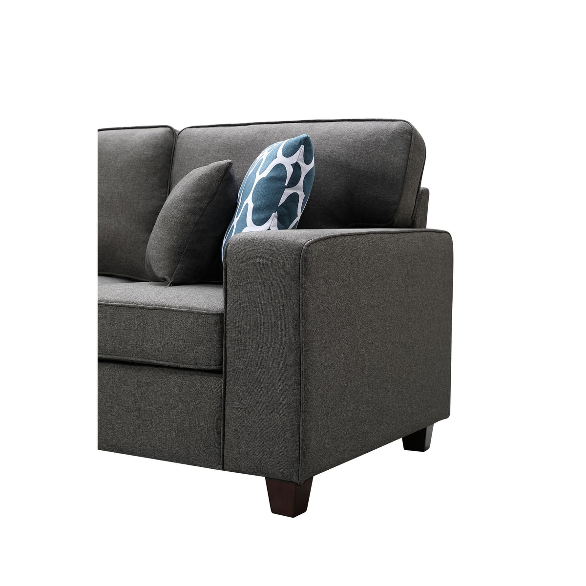 Dark Gray Linen Modular Sectional Sofa Chaise and Ottoman O43248