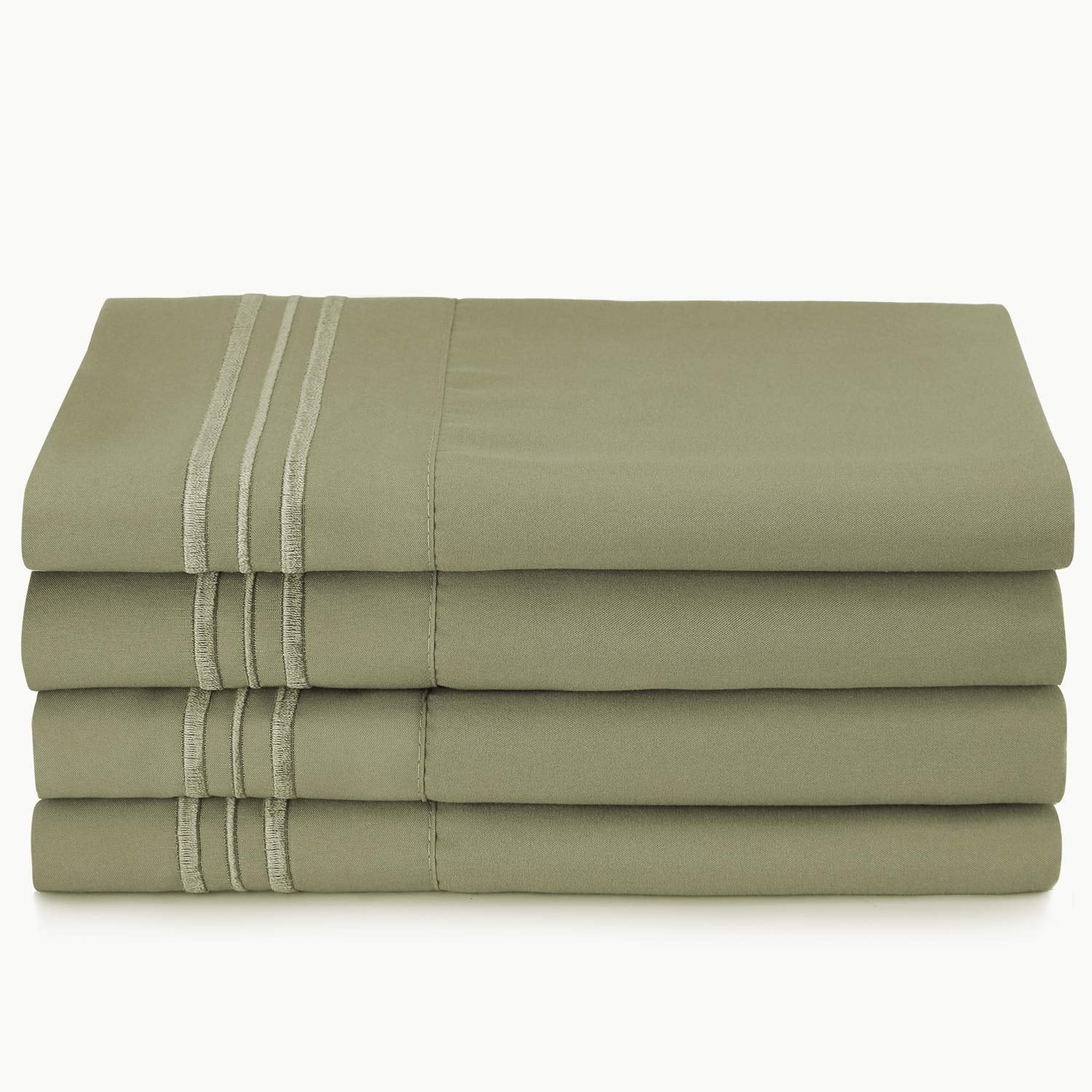 6 Piece California King Bed Sheet Set with Extra Pillowcases, Deep Pockets Fitted Sheet, 100% Soft Microfiber, Sage Green R29443