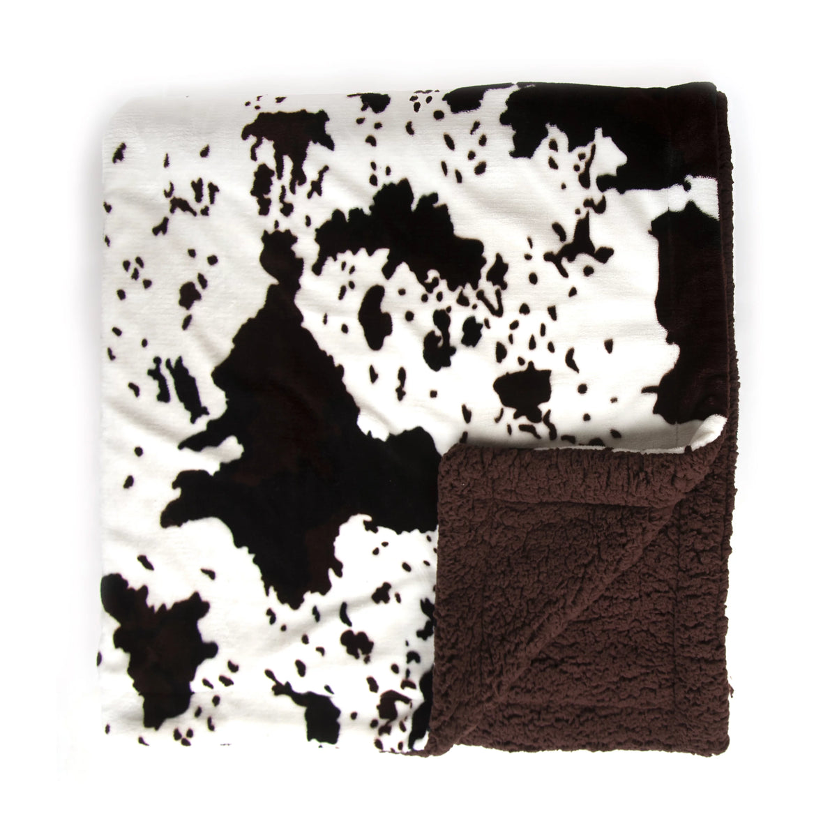 Brown Cowhide Print Sherpa Plush Throw Blanket Q289684