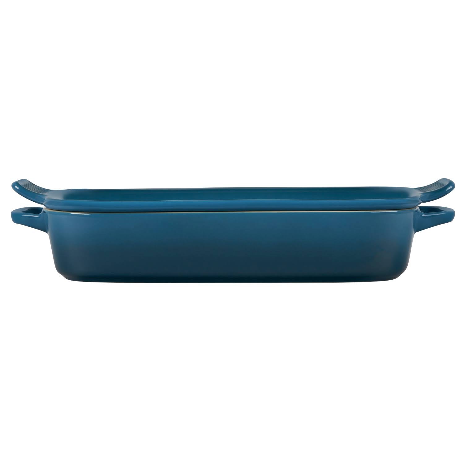 Deep Teal Stoneware Rectangular Dish with Platter Lid J12547