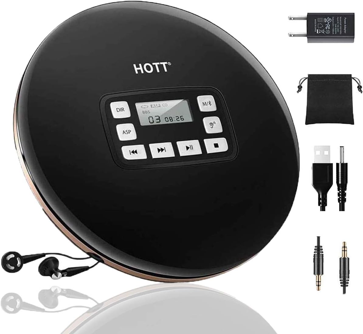 Compact Disc Player with LCD Display, Anti-Skip, Anti-Shock, Black I4935