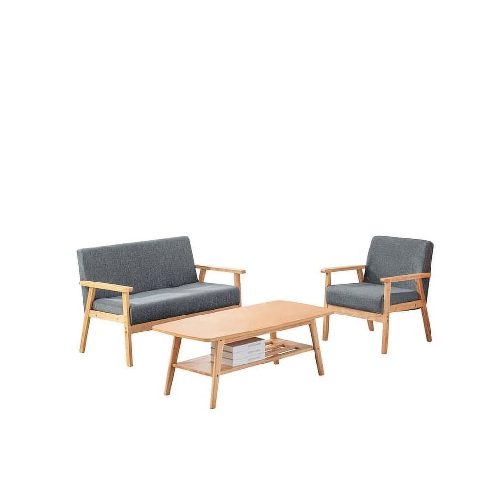 Beige/Natural Coffee Table Loveseat Chair Set C205