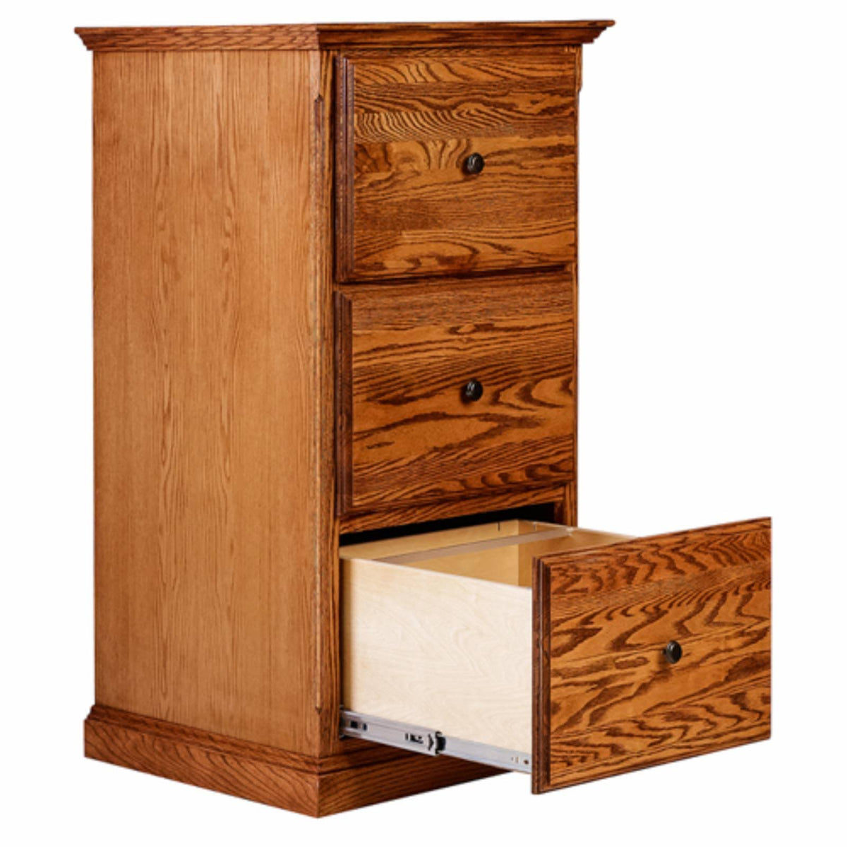 Whitewash Alder Three Drawer File Cabinet with Black Knobs E134202