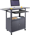 Height Adjustable Steel Media Cart with Locking Cabinet Z792