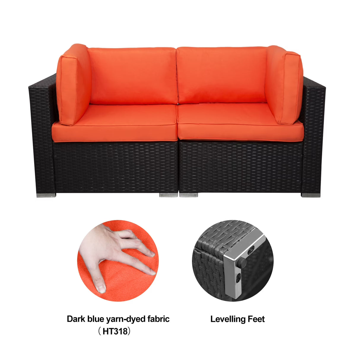 Orange 2-Piece Rattan Corner Sofa Set M554168
