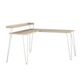 Natural/White L Desk with Riser I2907