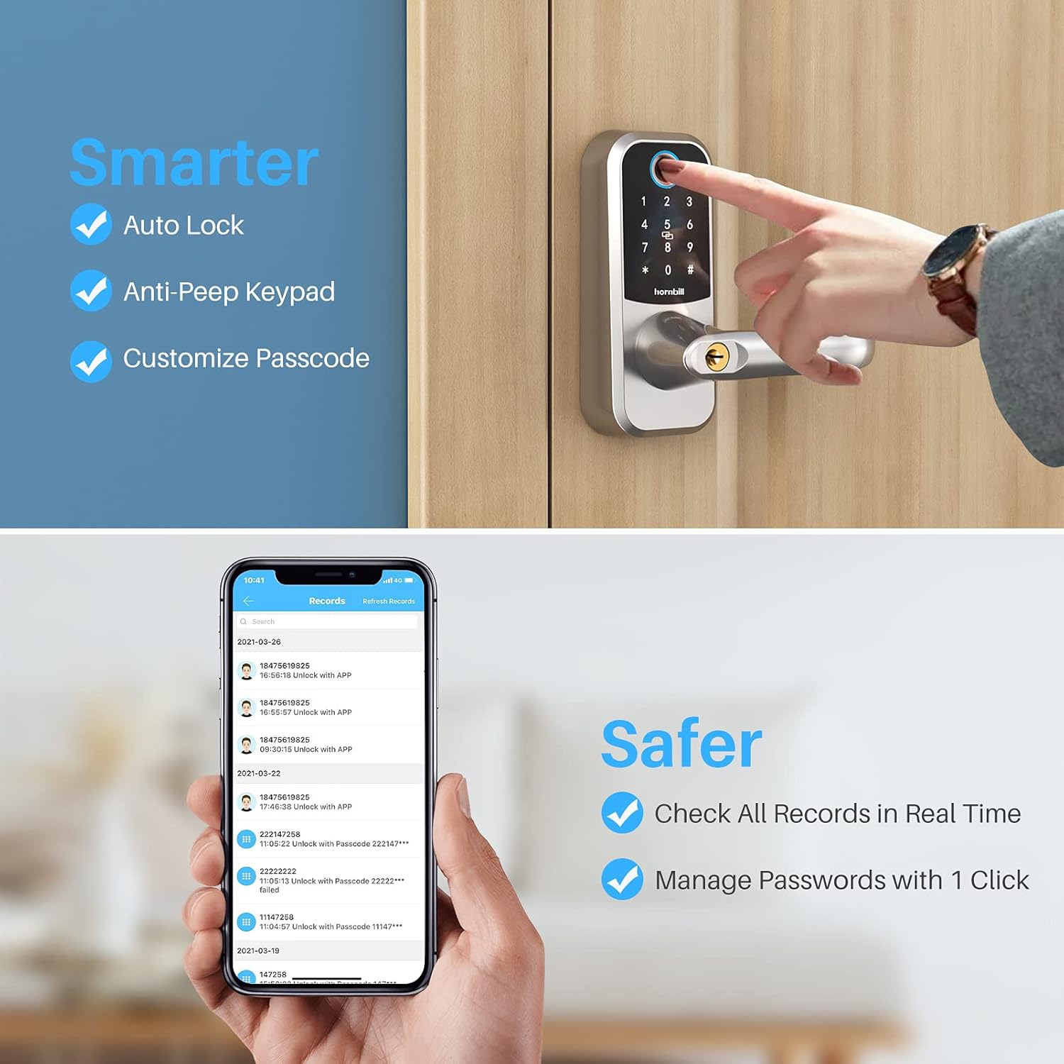Smart Lock with Touchscreen Keypad, Bluetooth, Electronic Digital Deadbolt T105700